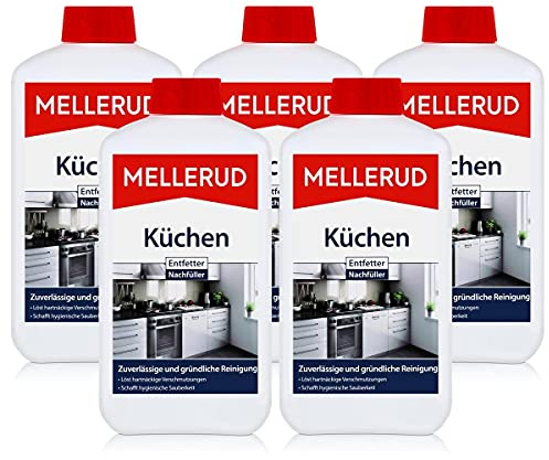5x Mellerud Küchen Entfetter 1 L Nachfüller - fettfreie und hygienische Sauberkeit