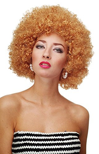 WIG ME UP - PW0011-P27 Perücke Afroperücke Afro 70er Jahre Party Partyperücke Funk Funky Disco Foxy Dunkel-Goldblond