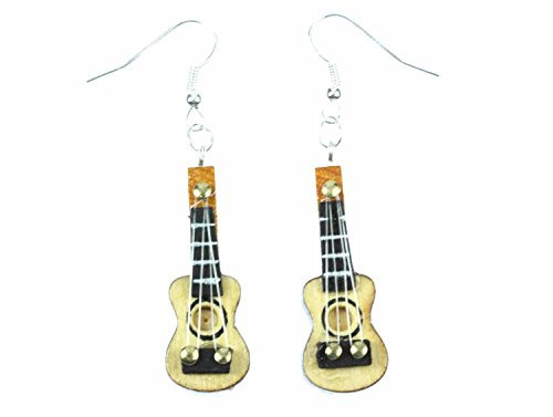 Miniblings Gitarre Ohrringe Hänger Gitarrenohrringe Gitarren Musik Musiker Holz - Handmade Modeschmuck I Ohrhänger Ohrschmuck versilbert