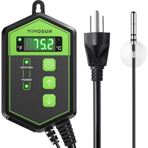 VIVOSUN Digital Heat Mat Thermostat Temperature Controller 68-108 ºF for Seedlings, Germination, Rooting, Fermentation and Reptiles