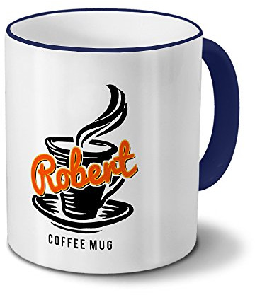 digital print Tasse mit Namen Robert - Motiv Coffee Mug - Namenstasse, Kaffeebecher, Mug, Becher, Kaffeetasse - Farbe Blau