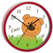 CreaDesign, Wanduhr für Kinderzimmer Teddy Bär-Graß, Kinderuhr rot mit Quarz Uhrwerk, personalisiert mit Name, Durchmesser 19,5 cm