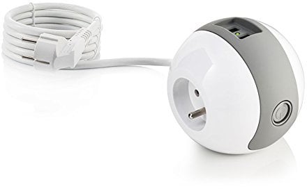Multiprise Multimédia WATTBALL 2P 16A + 1P 6A + USB 2,1A - Grise - Watt&Co