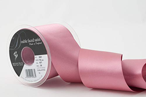 Berisfords 3501 70 mm x 20 m Double Faced Satin Ribbon, Pink