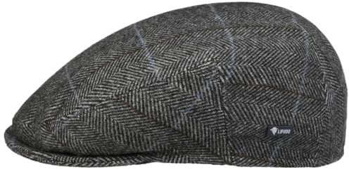 Lipodo Flatcap mit Karomuster Herren - gefütterte Schiebermütze mit Wolle - Made in Italy - Karierte Herrenmütze mit Schirm - Schirmmütze Herbst/Winter anthrazit 58 cm