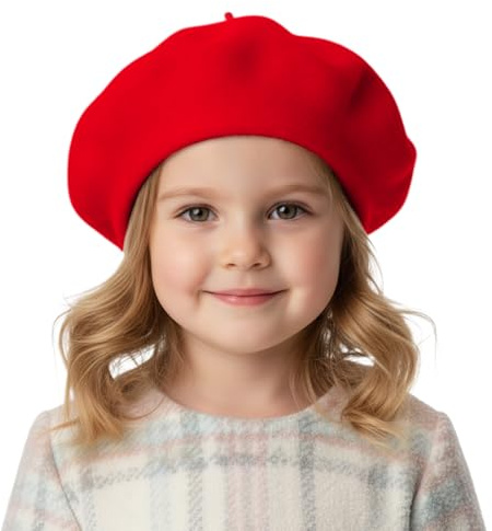 TopTie Kinder Barett Mütze Wolle Baskenmütze Klassische Künstlermütze