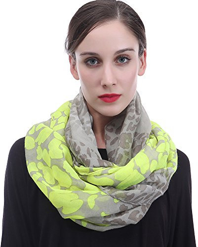 Lina & Lily Leopard Damen Loop Schal Schlauchschal (Neon Gelb)