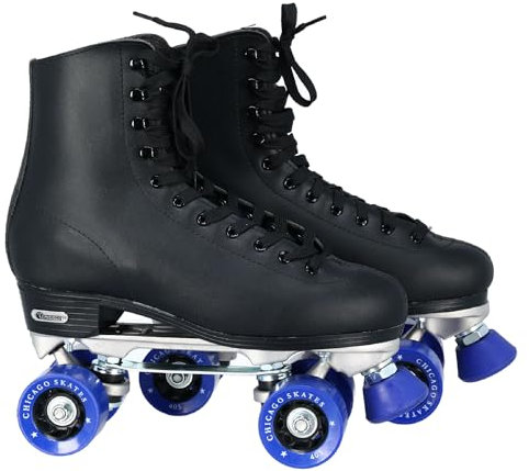 Chicago Herren Classic Rollschuhe - Premium Black Quad Rink Skates, Größe 40, Schwarz