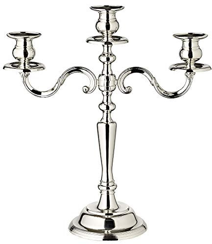 EDZARD Kerzenleuchter Regina, 3-flammig, Höhe 36 cm, edel versilbert, anlaufgeschützt - Kerzenhalter für Stabkerzen, Kerzenständer in Silber, Tischdeko Wohnzimmer
