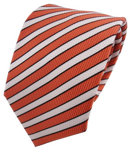 TigerTie Designer Krawatte in orange rotorange creme schwarz gestreift
