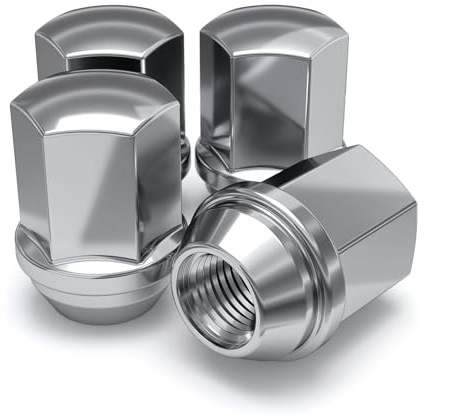 White Knight 9/16-18 Lug Nuts for Select Dodge and Ram, Factory Style Solid Piece Chrome Duplex Bulge Acorn -1710D-4 (4 Pack)