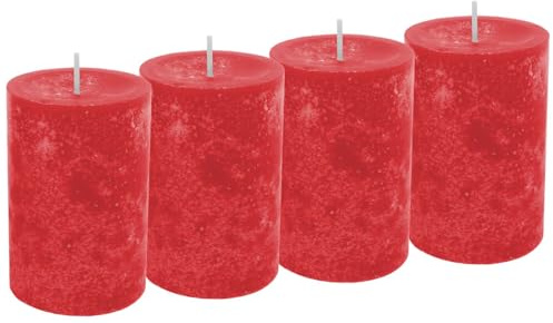 Unbekannt 4 Stumpenkerzen Rot Feuerrot Tischdeko Advent Hochzeit Weihnachten Adventskranz