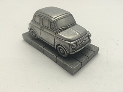 PrideInDetails Fiat 500 Modellauto, Maßstab 1:43, Zinn-Effekt, Handgefertigt in Sheffield, für Erwachsene und Autoenthusiasten, Unisex, 8 cm x 4 cm x 4,5 cm, mit nicht kratzender Unterseite