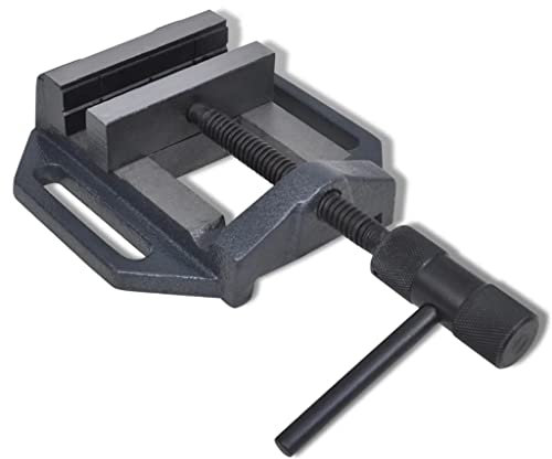 vidaXL Tornillo de Banco Manual Portátil 90 mm Hierro Fundido Soporte Taladro