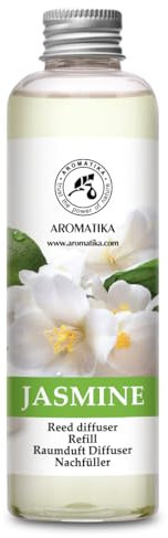 Ricarica Diffusore Profumata Gelsomino 200ml - Olio Essenziale Naturale - Fragranza Intensa e Duratura - Senza Alcool - Aromatizzatore d'Aria per Interni - Difussore a Lamella
