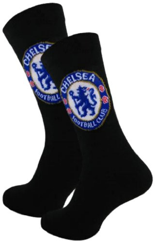 Mens Official Chelsea Football Club Crest Socks Size 6-11 Black 3pk