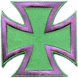 Aufnäher Bügelbild Bügelbild Biker Kreuz Malta Kreuz (Eisernes Kreuz) Abzeichen Grün Mauve