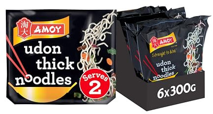 Amoy Straight to Wok Udon Thick Noodles, 2 x 150 g (Pack of 6)