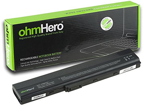 Batteria ohmHero 5200mAh REALI 10,8V per portatile asus A32-K52, A40J, A42, A42D, A42E, A42F, A42J, A52, A52F, A52J, A62, B53, F85, F86, K42, K52, K62, N82, P42, P52, P62, P82, PR067, PR08C, X42, X52, X5I, X67, X8C, X42D, X42DE, X42E, X42F, X42J, X42JB, X42JE, X42JK, X42JR, X42JV, X52D, X52DE, X52DR, X52F, X52J, X52JB, X52JC, X52JE, X52JG, X52JK, X52JR, X52N