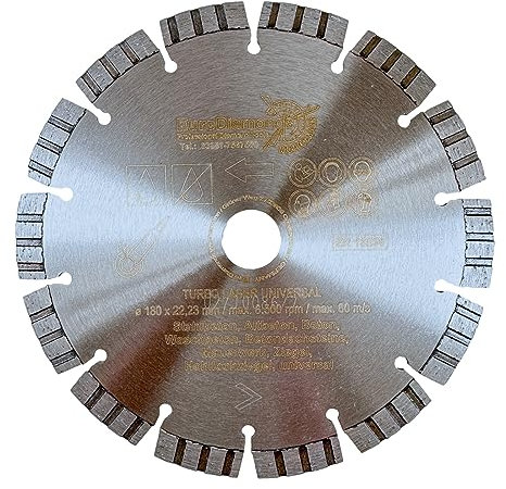 Diamant-Trennscheibe Beton Laser Turbo Universal 180 mm x 22,23 mm besonders gut geeignet für Stahlbeton und Beton Diamanttrennscheibe sehr ruhiges Schneidverhalten lange Lebensdauer