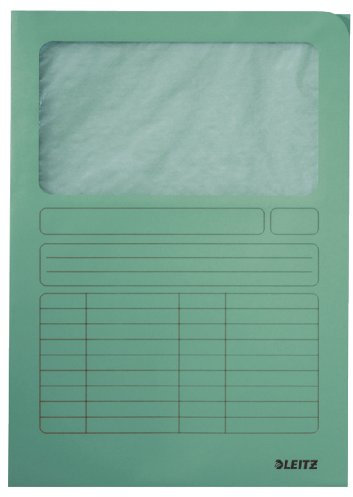 Leitz 3950-00-50 Sichtmappe, A4, oben und rechte Seite offen, Karton, hellgrün, Pack mit 100 Stück