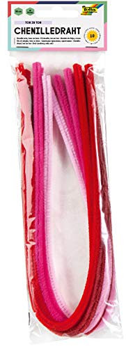 Folia 77892 - Set di 10 spugne in ciniglia per pipe, colori assortiti, diametro 8 mm e lunghezza 50 cm, ideale per bambini per il fai da te e la creazione di animali, personaggi e altre forme