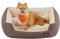 Feandrea Hundebett, Hundekorb mit Wendekissen, 70 x 55 x 21 cm, braun PGW03Z
