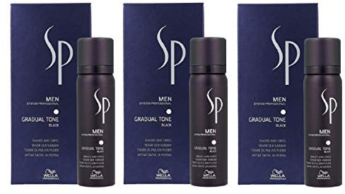 Wella SP Just Men – Gradual Tone, color negro, 60 ml + 30 ml de champú, 3 unidades