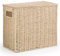 EHC Multi-Purpose Handwoven Slimline Paper Rope Bathroom Storage Unit, Toilet Roll Paper Cabinet, Compact Storage Box, Multi-Purpose Cleaning Caddy With Inbuilt Handles & Lid, Khaki, 35 x 18 x 30 cm