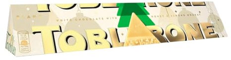 TOBLERONE - Barre Toblerone au Chocolat Blanc avec Nougat au Miel et aux Amandes - Chocolat de Noël - Cadeau de Noël - à Partager ou à Offrir - Barre de 360g