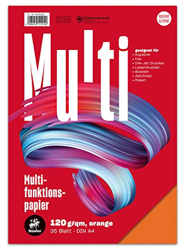 Staufen Style Multifunktionspapier - DIN A4, 35 Blatt, Farbe: orange, 120g/m² Qualitätspapier, 1 Stück