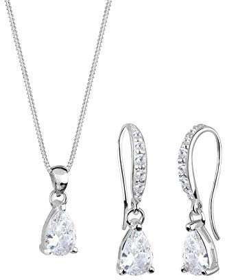 Elli Schmuckset Damen Tropfen Motiv Edel mit Zirkonia Kristalle aus 925 Sterling Silber