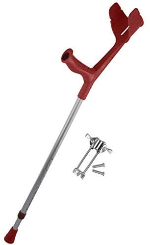 1x REBOTEC SOFT-GRIP Gehhilfe made in Germany Unterarm-Gehstütze Krücke mit Eiskralle (Farbe: weinrot)