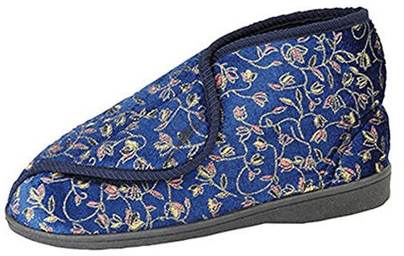 Zedzzz Womens/Ladies Geraldine Touch Fastening Floral Bootee Slippers (5 UK) (Navy Blue)