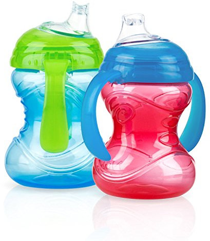 Nuby 2er Pack auslaufsicherem clik-it Trinkbecher mit Trinktülle, 10 Unze, Farben können abweichen