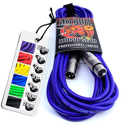 No Bull Nordell Music Gear' Premium XLR Cable (Purple, 6m): Achieve a Clearer Audio Signal with Balanced Male to Female Microphone Lead, plus Cable Tie