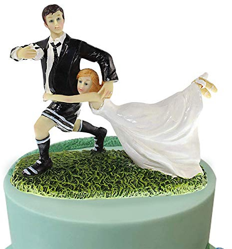 Resin American Football Love Match Bride and Groom Wedding Cake Topper 5 Inch Height