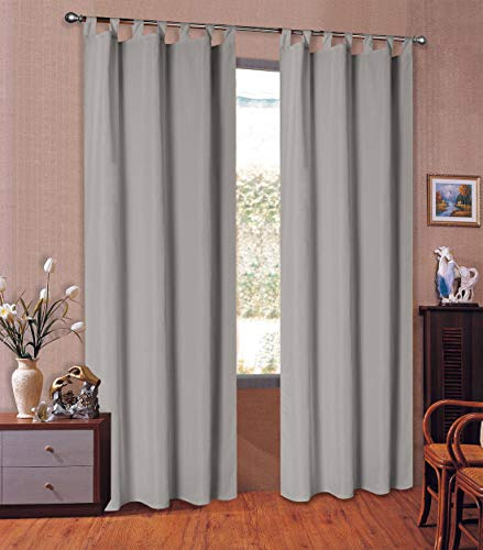 Mikrofaser Vorhang blickdichte Matte unifarbene Gardine, Grau Schlaufen, 175x140 Schal. Material aus Microsatin-Gewebe., 204000