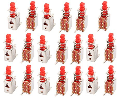 Sourcingmap 20Pcs 6 Pin 2mm Pitch Self-Locking DPDT Mini Micro Push Button Switch