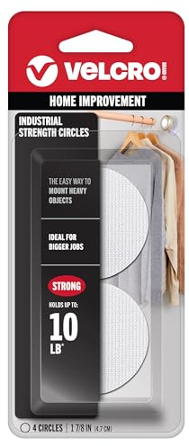 VELCRO Brand 90363 Industrial Fasteners Stick-On Adhesive | Professional Grade Heavy Duty Strength | Indoor Outdoor Use, 1 7/8in, Circles 4 Monedas de 1 7/8, Blanco, Coins - 2 Sets