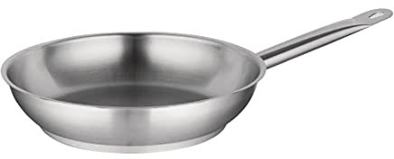Vogue Stainless Steel Frying Pan 24cm - Even Heat Distribution, All Hobs, Induction Compatible M925
