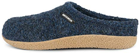 GIESSWEIN Hausschuh Veitsch - In-/Outdoor Filzpantoffeln für Männer & Frauen, Leder Fußbetteinlagen, Warmer Unisex Hausschuh, Robuste Pantoletten, rutschfeste Woll-Hausschuhe,Ocean Blau,45 EU