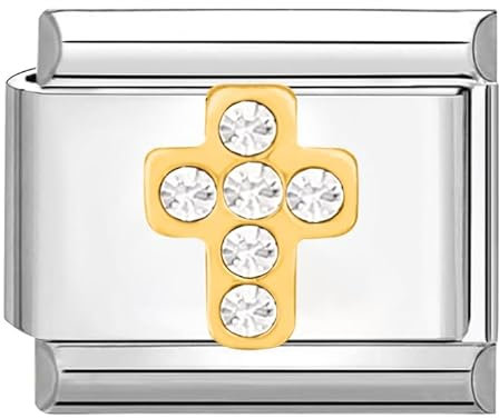 Quiges - 9mm Italian Style Charm Modul Edelstahl Kreuz für Italienische Armbänder
