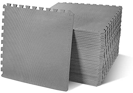 BalanceFrom 1,27 cm d'épaisseur, 0,6 Tapis Puzzle avec Carreaux emboîtables en Mousse EVA pour Exercice, MMA, Gymnastique et Gym à Domicile Mixte, Gris, 1/2” Thick, 144 Square Feet