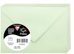 Clairefontaine 5470C - Packung mit 20 Umschläge Pollen, 7,5x10cm, 120g, Grün, ideal für Ihre Einladungen und Korrespondenz, 1 Pack