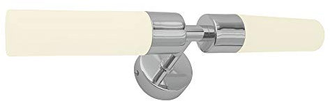 Lampenlux Wandlampe Oki Spiegelleuchte 2-flammig Badleuchte Chrom Glas IP44 (mit LED-Leuchtmittel)