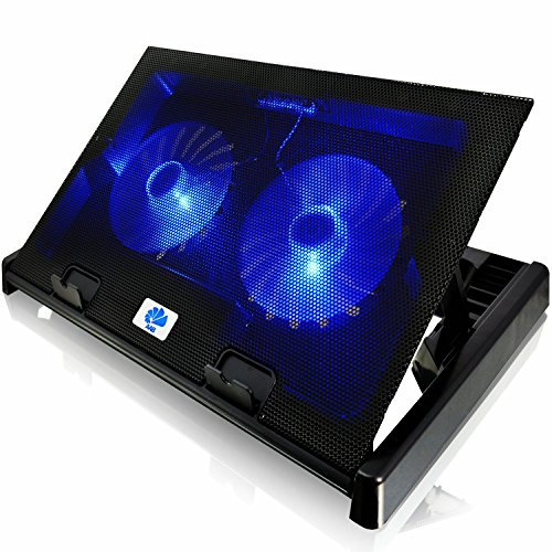 AABCOOLING NC80 - Bases de Refrigeración, Estable Construcción con 2 Ventiladores, con regulación del ángulo de inclinación, y retroiluminación Azul, Base Ventilador Portatil, Ventilador PC