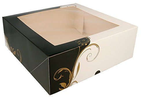 50 unité - Boîtes Pâtisseries Avec Fenêtre 300 G/M2 28X28X10 Cm Blanc Carton
