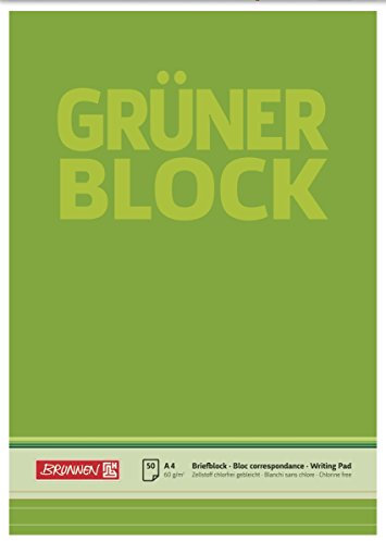 Brunnen 1052637 Briefblock / Schreibblock / Der grüne Block (A4, liniert, 50 Blatt, 60g/m²)