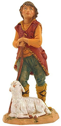 Fontanini by Roman Inc., Paul The Shepherd, 5 Shepherds Collection, Nativity Figure and Accessories, Hand Sculpted and Painted